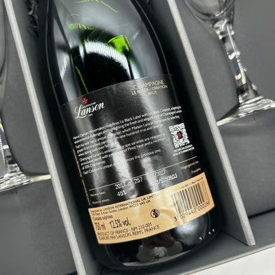 Champagne Lanson Le Black Création 75cl with 2 x Champagne flutes in Luxury Presentation Box