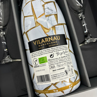Vilarnau Edicion Limitada Cava 75cl  with 2 x Champagne flutes in Luxury Presentation Box