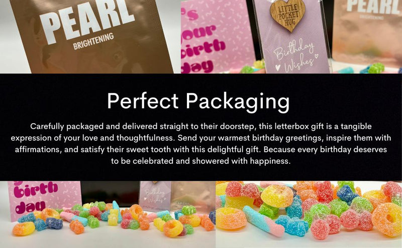 Happy Birthday Letterbox Gift Box with Sweets Packaging info