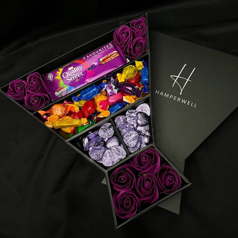 Quality Street Signature Chocolate Bouquet With Purple Roses