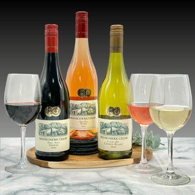 Franschhoek Cellar Baker Station Shiraz, Rosé & Chenin Blanc Wine Trio Gift Set.