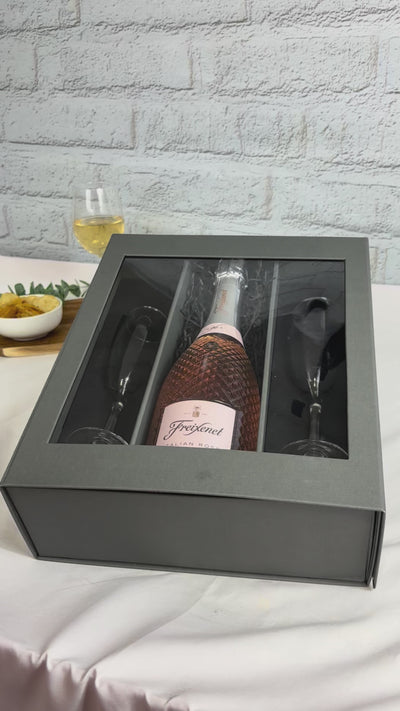 Freixenet Italian Sparkling Rose Extra Dry Wine 75cl 2 x Champagne flutes in Luxury Presentation Box