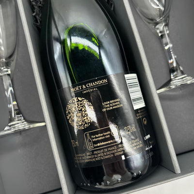 Moët & Chandon Brut Imperial 75cl with 2 x Champagne flutes in Luxury Presentation Box 