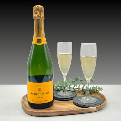 Veuve Clicquot Brut Champagne 75cl with 2 x champagne flutes in Luxury Gift Box