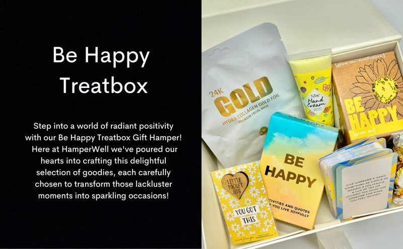 Be Happy Treatbox Gift Hamper with Affirmation Cards, Face Mask & Treats