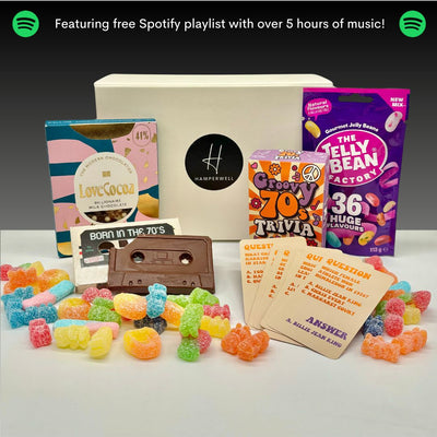 Groovy 70's Treatbox Gift Hamper with Quiz, Edible Cassette & Playlist