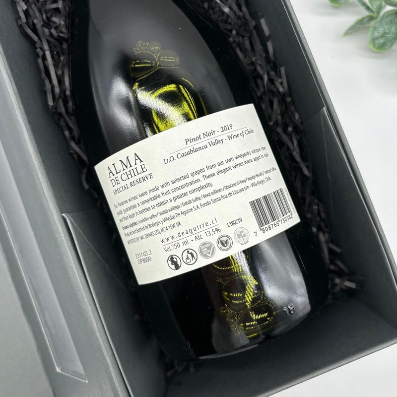 Alma de Chile Pinot Noir Reserva 75cl. Packaged in luxury gift box.