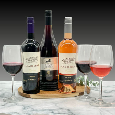 Alma de Chile Carmenere Reserva, Syrah Rosé & Pinot Noir Wine Trio Gift Set