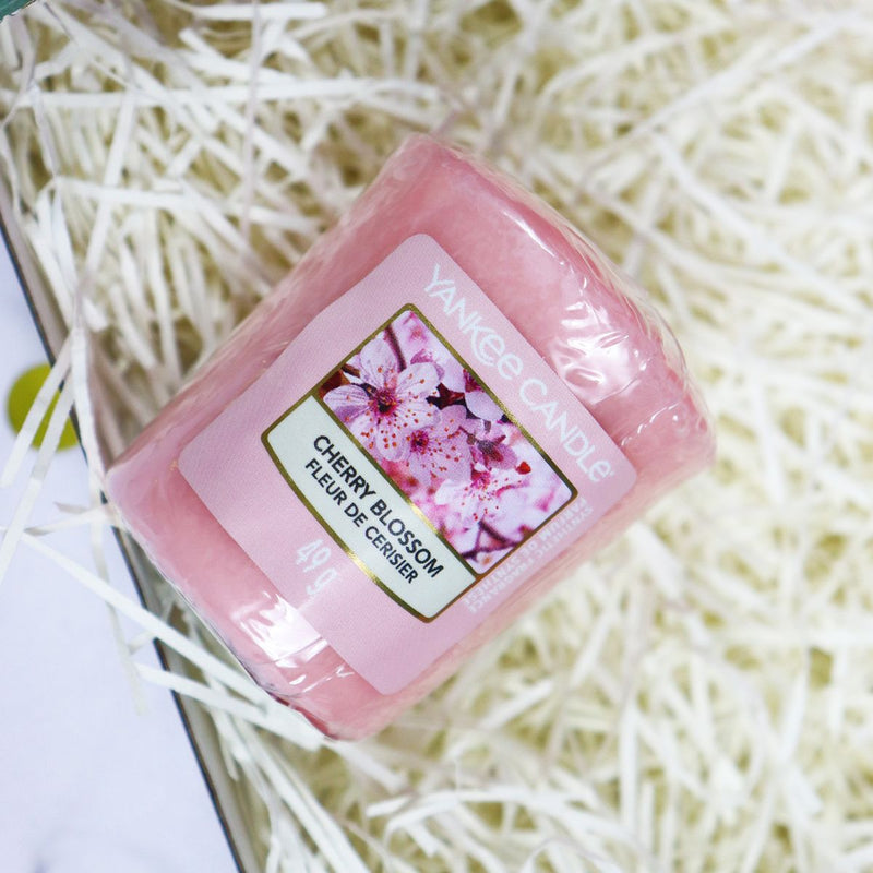 Couples Date Night treatbox Gift Hamper with Date Ideas & Tasty Treats cHERRY blossom Yankee Candle Votive