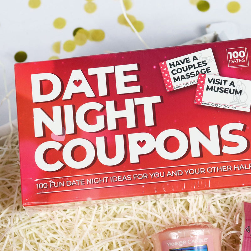 Couples Date Night treatbox Gift Hamper with Date Ideas & Tasty Treats Date Night Coupons