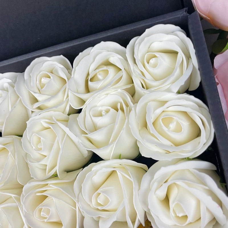 Ferrero Rocher Ultimate Gift Hamper With Ivory Roses arrangement of stunning ivory roses