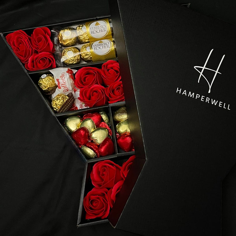 Ferrero Rocher &amp; Raffaello Signature Chocolat Bouquet Avec Roses Rouges