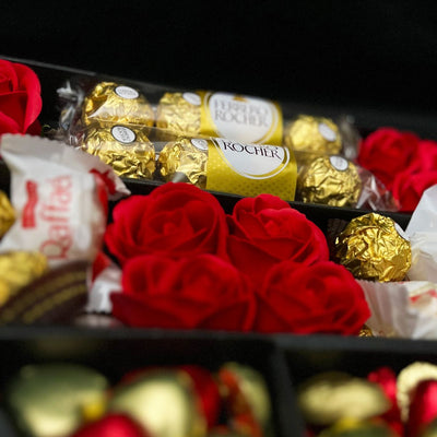 Ferrero Rocher &amp; Raffaello Signature Chocolat Bouquet Avec Roses Rouges