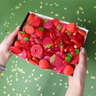 Roter Pick N Mix Süßigkeiten Briefkasten Geschenkkorb
