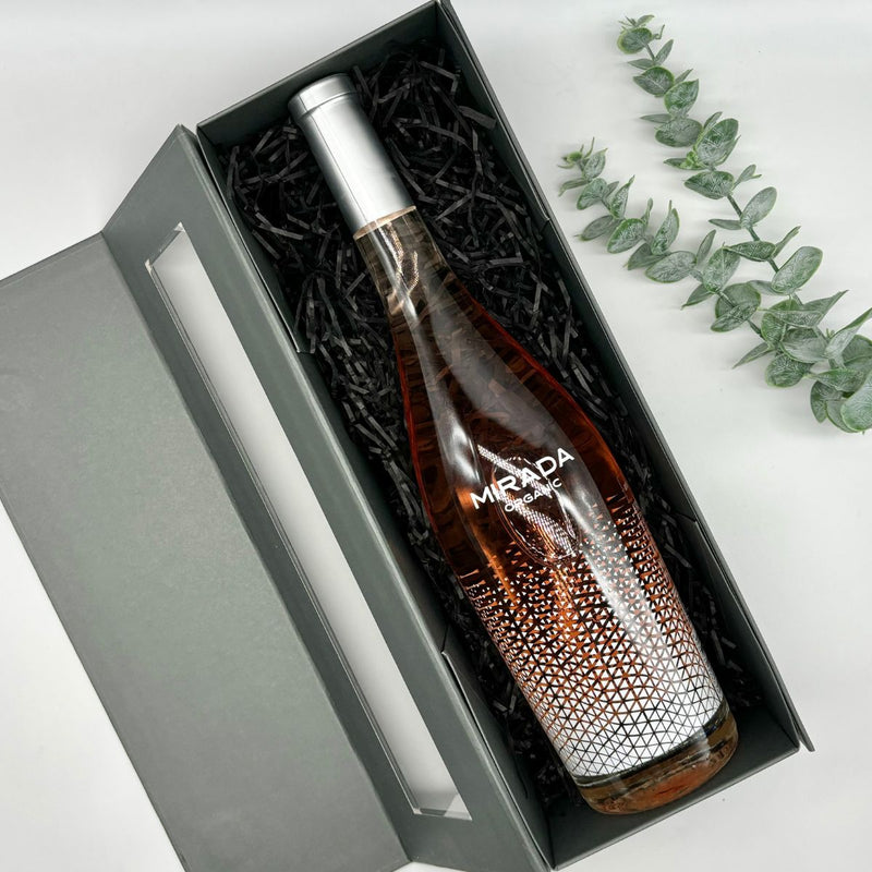 Mirada Organic Rose 75cl in gift hamper