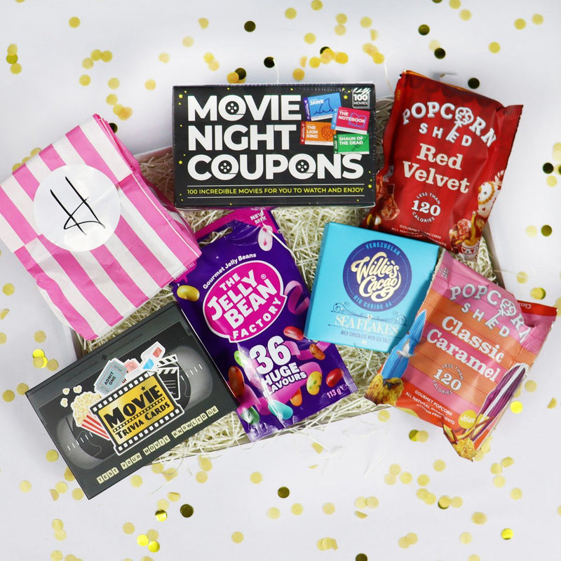 Ultimate Movie Night treatbox Gift Hamper with Quiz, Film Ideas & Treats