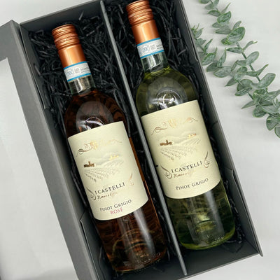 I Castelli Pinot Grigio & Pinot Grigio Rosé Wine Duo Gift Set. Presented in Luxury Gift Box.