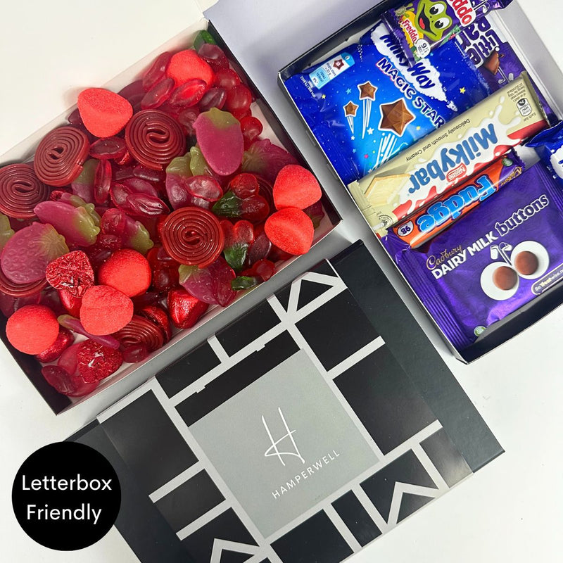 Coffret cadeau Red Sweets dans une boîte aux lettres