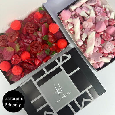 Coffret cadeau Red Sweets dans une boîte aux lettres
