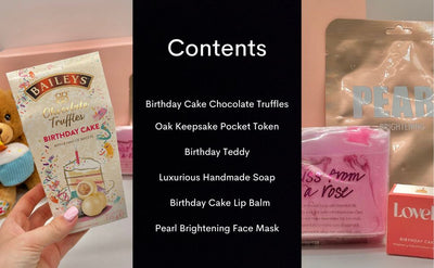 Birthday Wishes Treatbox Gift Hamper with Rose Handmade Soap, Teddy & Pamper Gifts