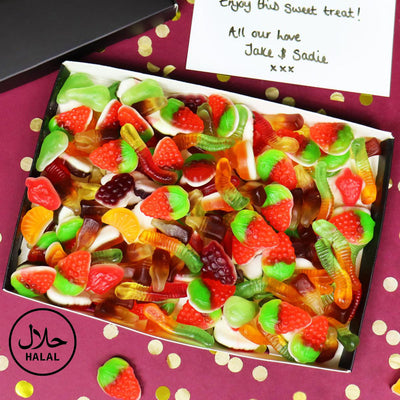 Der Briefkasten-Geschenkkorb mit Halal-Gummy-Pick-N-Mix-Süßigkeiten