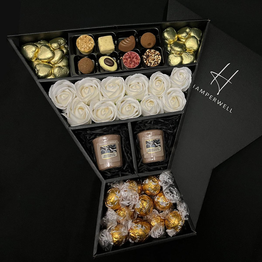 Lindt Lindor & Yankee Candle Signature Chocolate Bouquet With Ivory Roses