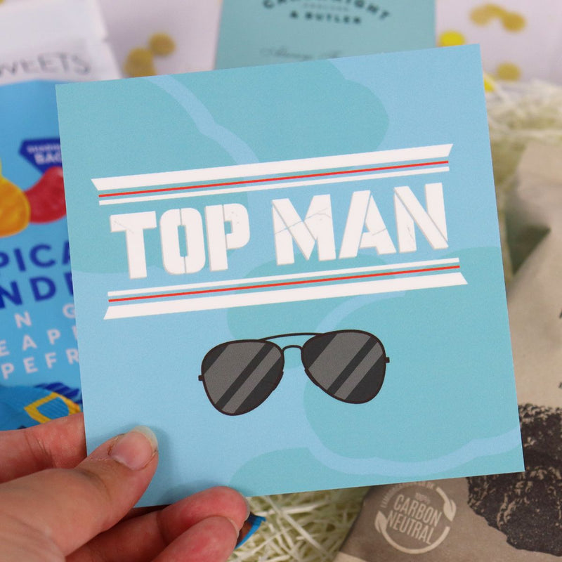Top Man treatbox Gift Hamper with Sweets, Popcorn & Truffle Crisps Top Man Card