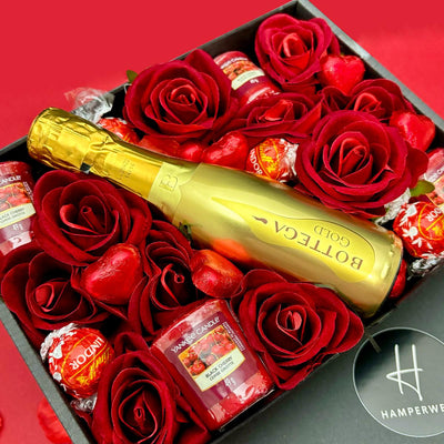 Valentine's Chocolate, Candles and Prosecco Gift Hamper