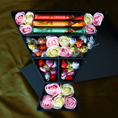 Luxury Kinder Chocolate Raffaello Lindor Truffles Hamper Heart Hat Box