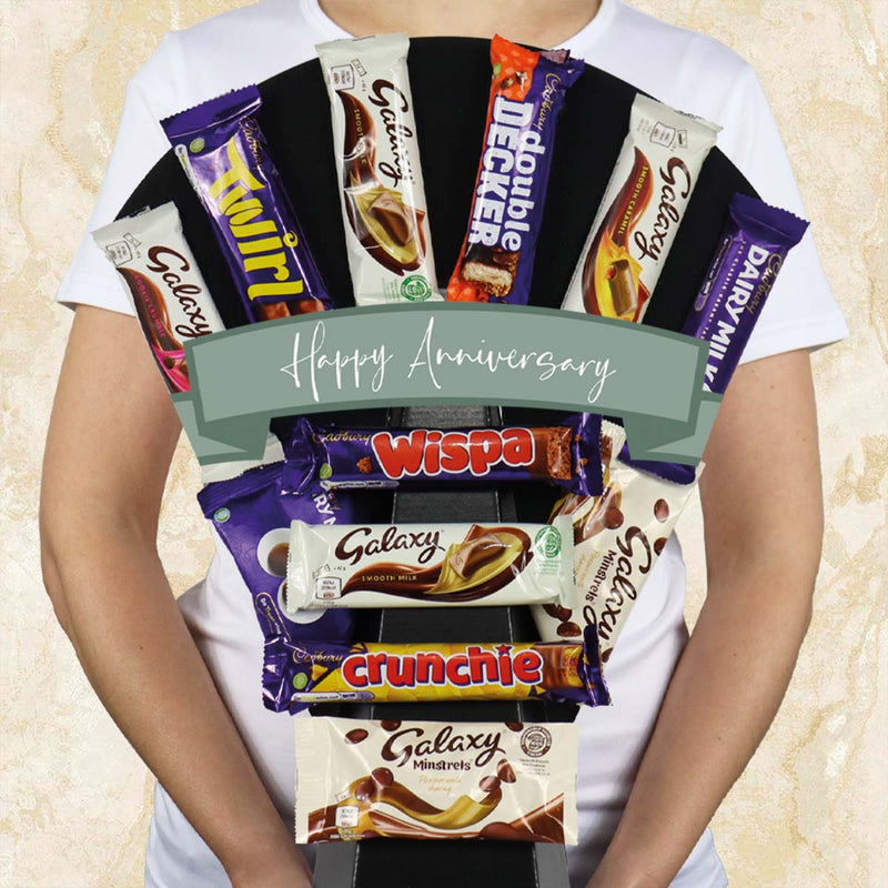 Cadbury Vs Galaxy Chocolate Bouquet Happy Anniversary