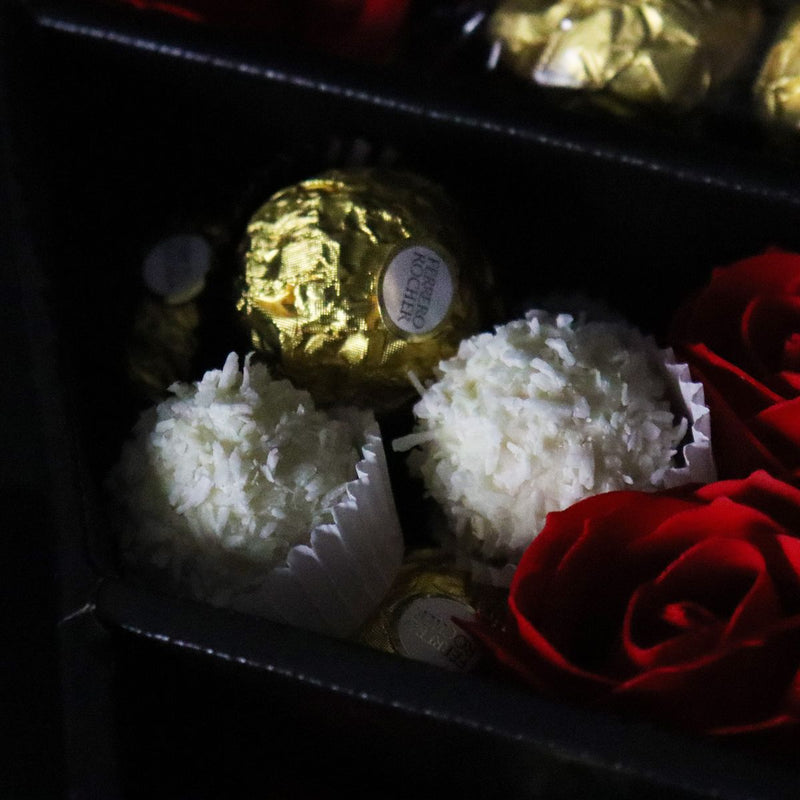 Ferrero Rocher & Raffaello Signature Chocolate Bouquet With Red Roses - Close Up