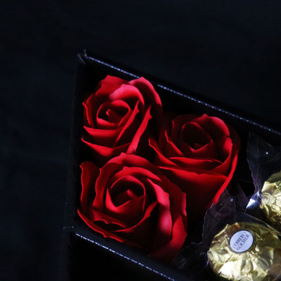 Ferrero Rocher & Raffaello Signature Chocolate Bouquet With Red Roses - Close Up