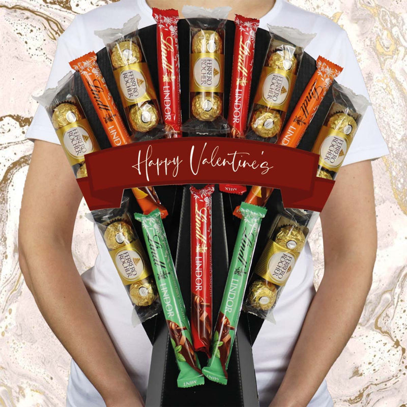 Ferrero Rocher & Lindt Lindor Chocolate Bouquet Happy Valentine&