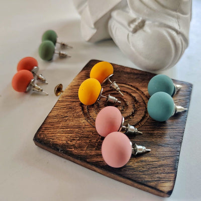 Multicolour Matte Unisex Round Ball Studs Minimalist Everyday Dot Earrings