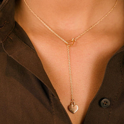 Two Heart Charm Cross Solid Heart Drop Interlock Y Shape Lariat Necklace