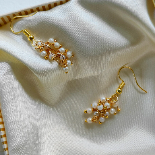 Gold and Silver Small Pearl Poth Dainty Pearl Delicate Dainty Drop Hook Earrings