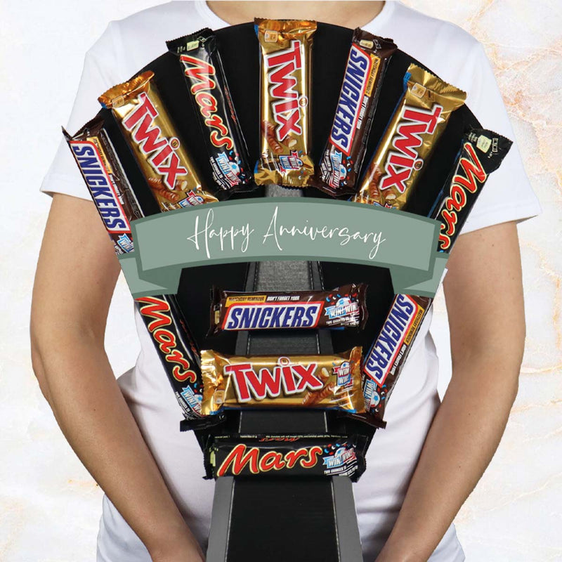 Mars, Snickers & Twix Chocolate Bouquet Happy Anniversary
